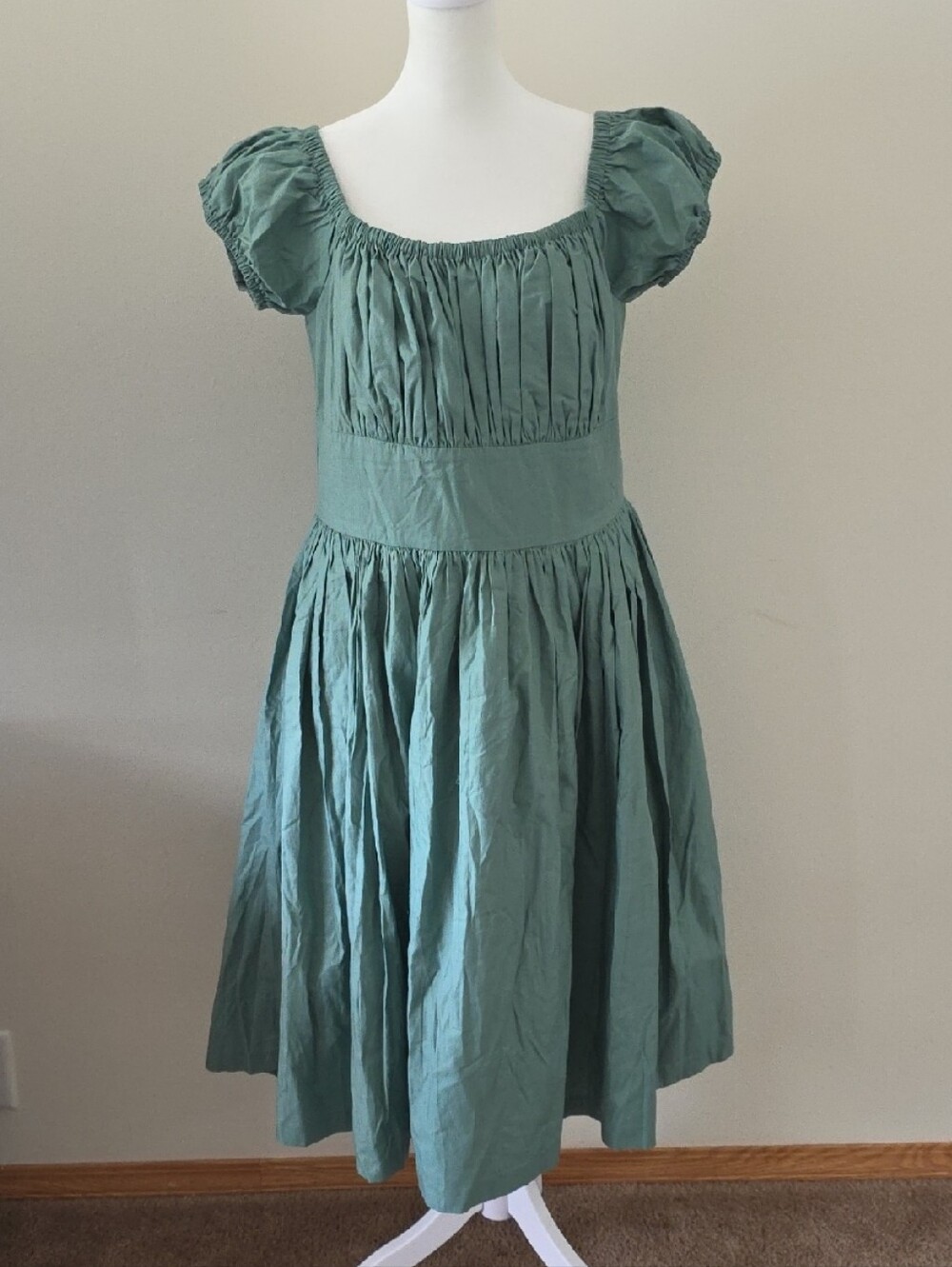 NWT* Hearts & Found Loretta Sage Green Puff Sleeve Midi Dress 2XL (Flawed)